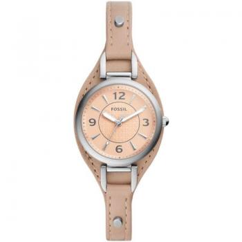 Fossil Carlie Mini ES5213 Quartz Women's Watch with Stainless Steel and Leather Strap