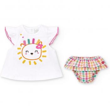 Tuc Tuc - Conjunto de bebé niña de baño con camiseta y culetín con volantes, incluye camiseta sin mangas y culetín con volantes en diseño animal life
