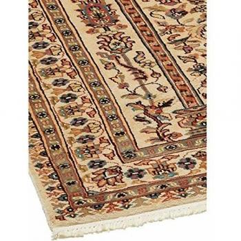 Alfombra Oriental Beige Jihangir 55 Hecha a Mano en Seda - 125x180 cm