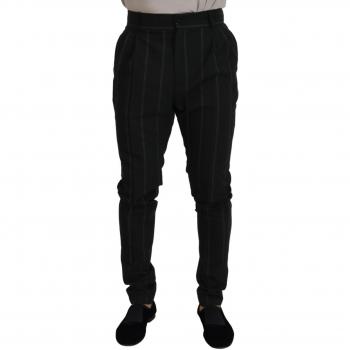 Dolce & Gabbana Black Striped Men Trousers Cotton Pants - IT48 | M