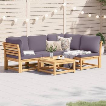5 Piece Acacia Solid Wood Garden Lounge Set with Cushions