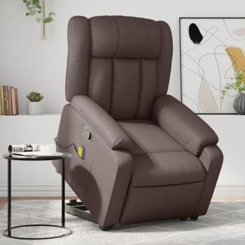 Sillón reclinable de masaje de cuero sintético marrón
