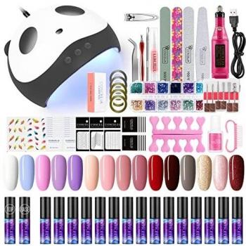 COSCELIA 5ML Kit Uñas de Gel 15PCS 36W Lampara U-V/LED Uñas con 3 Temporizadores