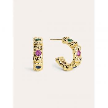 Pendientes Aro Sand Colors Baño Oro de 18 Kt. con Circonitas - Joyas para Mujer
