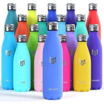 MIKAMEE Botella de Agua Acero Inoxidable 350/500/650/750ml | Aislamiento de Vacío de Doble Pared airBottle | sin bpa Botella termica | Mantiene 24h frías/12h Calientes | para Niños, Deporte, Oficina