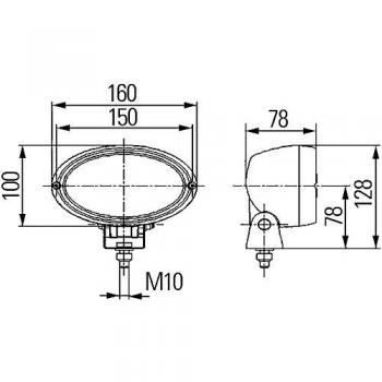 HELLA 1GA 996 161-291 Halógena-Faro de trabajo - Oval 100 - 12V - montaje exterior - de pie - Iluminación superficie - Cable: 2000mm - Conector: AMP