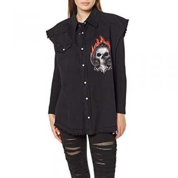 Spiral Direct Bright Eyes-2in1 Boot-Cut with Micro Slant Skirt Leggings, Negro