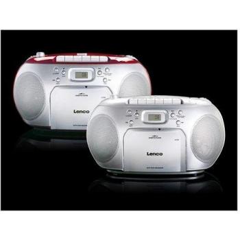 Lenco SCD-42 - Boombox con reproductor de cassette, reproductor de CD y radio FM en color plateado
