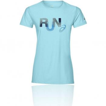 Asics Graphic SS Camiseta de Manga Corta, Mujer, Azul