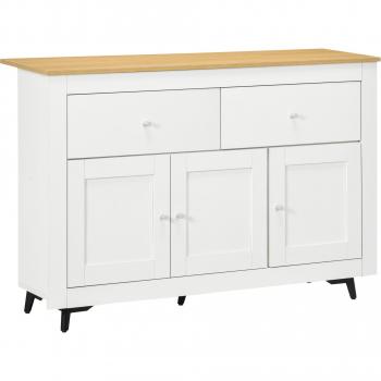 Aparador de Cocina con 2 Cajones 3 Puertas Estante Ajustable Mueble de TV para Televisores de 50'' 117x35x80 cm Blanco