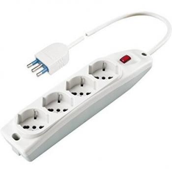 Multipresa 4 Salidas 16A con Interruptor y Cavo de 1,5m - Blanca