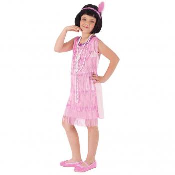 Disfraz de Flapper Charlestón Rosa para niña