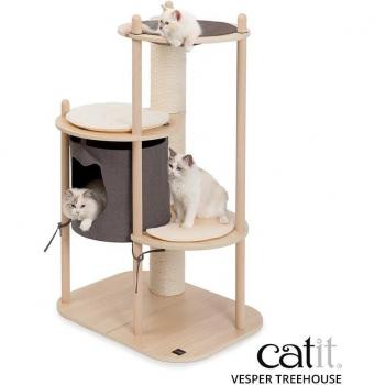 Árbol de juego para gatos Catit Vesper Treehouse, 4 niveles, poste rascador largo, Med - Ref. 52116