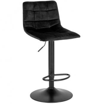 Juego de 2 Taburetes Altos Middelfart, Terciopelo Negro, Metal, 43x43x108 cm