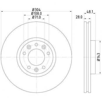 Disco de freno HELLA 8DD 355 117-331 para OPEL, FIAT y PEUGEOT, ventilado y revestido