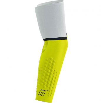 Manguitos Compressport Armforce Ultralight Amarillo Fluorescente Neón Blanco T4