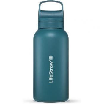 LifeStraw Go Series Stainless Steel 1 L Water Bottle w/Filter, Laguna Teal, 1 Liter