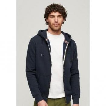 Superdry Men's Essential Logo Zip Hoodie - Eclipse Navy, Casual Cotton, Long Sleeve