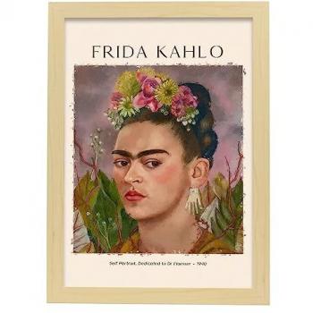 Lámina Decorativa A3 Inspirada en Frida Kahlo con Marco de Madera - Dedicado al Dr. Eloesser
