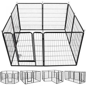 Parque Plegable para Perros 8 Piezas 80 x 60 cm con Valla y Puerta - Yaheetech