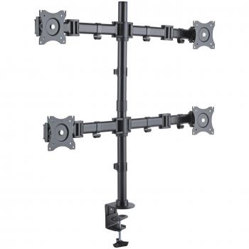 Soporte de escritorio para 4 monitores ajustable, inclinable y giratorio, compatible con pantallas de 13 a 27 pulgadas (33-69 cm), carga máxima de 8 kg por pantalla, VESA 100x100