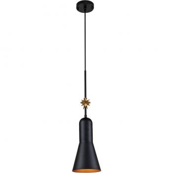 Elstead Lámpara colgante Etoile 1 luz Ø 17,8 cm negro mate con cúpula de pan dorado