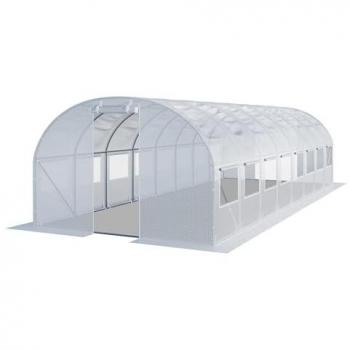 Invernadero túnel TOOLPORT 3x8m - Lona de PE 180g/m² blanca transparente, estable y robusto, con ventanas para jardín