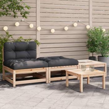 Armless Garden Sofa with Cushions and Footstools