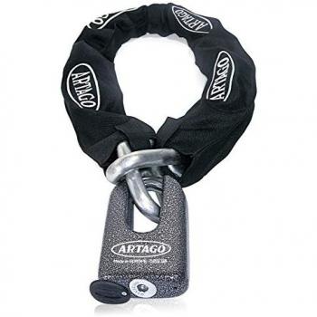 Cadena Antirrobo para Moto Artago 69DUO BUNKER, con Candado Mini U Acero Forjado, Seguridad Homologada SRA, Sold Secure Gold, diámetro de 15mm y longitud de 100cm