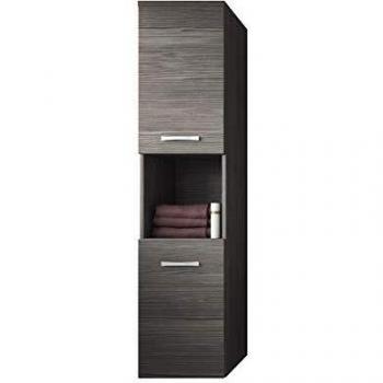 Mueble de baño Montreal 131 cm - Armario columna gris roble con puertas y almacenamiento vertical