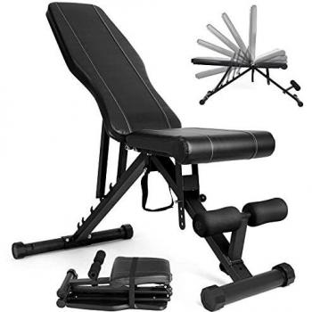 Banco de Musculación, Banco de Mancuerna de Fuerza Para Entrenamiento de Cuerpo Completo, Capacidad de Peso 330 kg, Banco Peso con Ajustable Posiciones de Espalda, Sentado y Pie, en Casa y el Gimnasio