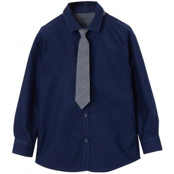 VERTBAUDET Camisa niño con Corbata Azul Oscuro Liso 3A