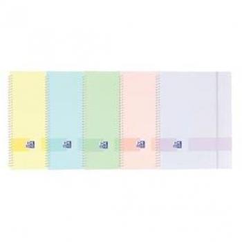 Carpeta Oxford Live & Go A4 con 20 Fundas de Espiral, Goma Elástica, Colores Pastel Surtidos, Material Plástico Translúcido