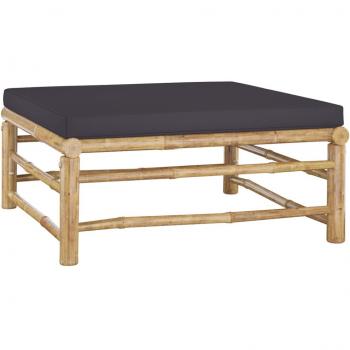 Bamboo Garden Footrest with Dark Gray Cushion