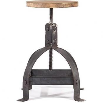 Indhouse - Taburete Vintage de Estilo Loft Industrial en Metal y Madera Tribeca