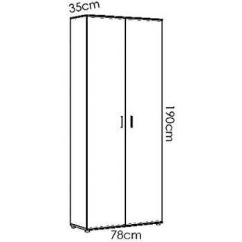 HOMEKIT Armario Multiusos 2 Puertas escobero, Blanco, 78x190x35cm