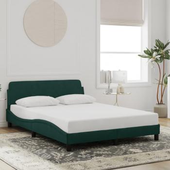 Cama solar sin colchón verde oscuro 140x200 cm en terciopelo vidaXL Estructura Cama Con Cabecero Terciopelo Verde Oscuro 140x200 Cm