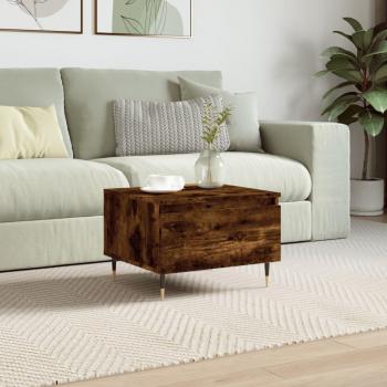 Mesa de centro Smoke Oak 50x46x35cm en madera multicapa, color marrón, diseño moderno y elegante, fabricada en madera de ingeniería roble ahumado
