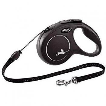 Flexi Classic Tape Black Medium 5m Retractable Dog Leash/Lead for Dogs up to 25kgs/55lbs