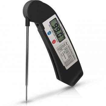 Termometro de Cocina, ZOETOUCH Termometro de Comida Digital Lectura Instantánea 4 Segundos Inoxidable de Alimentos con Sonda larga Pantalla LCD Anti-corrosión, para Alimento Leche, Barbacoa, Parrilla, Carne,Vino de Horno