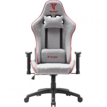 Silla Gaming Tempest Vanquish Gris/Roja Tela Transpirable