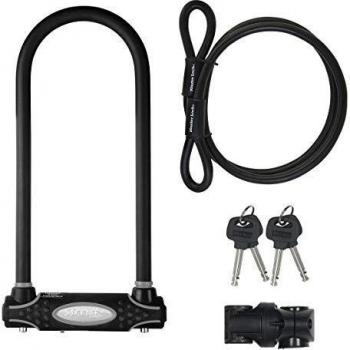Master Lock 8285EURDPRO Candado U con Cable, Llave, Soporte de Transporte, Antirrobo Certificado, óptimo para Bicicleta Electrica o Montaña, Bügelschloss/8285LW, Schwarz, FA003550185, Black, XL