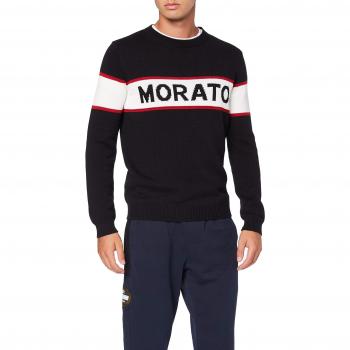 Antony Morato Maglia Girocollo Scritta Morato Jacquard Su Fascia Centrale In Contrasto Colore Jersey, Negro