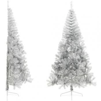 vidaXL Artificial Half Christmas Tree with Stand Silver 210 cm PET
