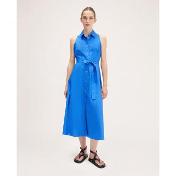 Vestido Camisero de Popelina Sin Mangas con Cuello Marinero - Motivi