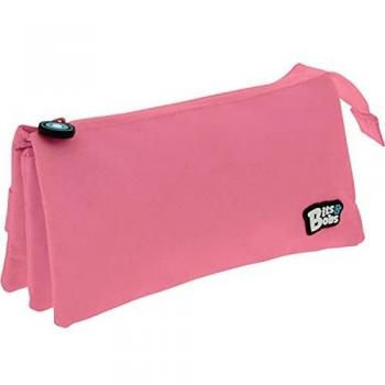 Grafoplás 37545453. Estuche Escolar Triple, Color Rosa Claro, 23,5x12x14cm, Bits & Bobs
