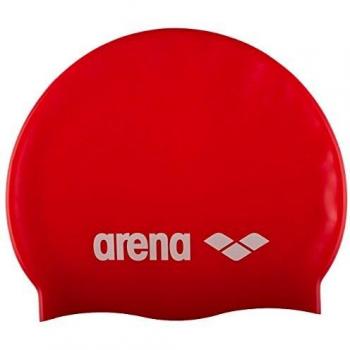 Arena Classic Silicone Swimming Cap - Unisex, Soft and Durable with Reinforced Edge, Red/White