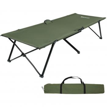Cama de Camping Plegable SONGMICS 206 x 75 x 45 cm, Soporta hasta 110 kg, Estructura de Metal, Ideal para Viajes y Uso Exterior, Color Verde Militar