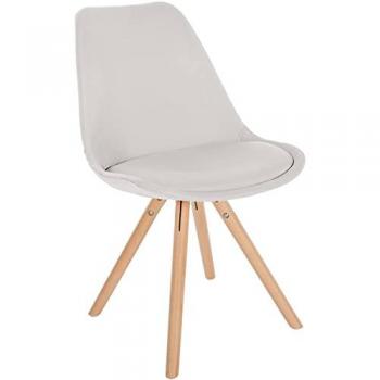 Silla para visitantes Stuhl Sofia tapizada en tela crema natural, cómoda y estilizada para la oficina
