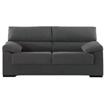 Sofá 3 Plazas Denver Antimanchas Desenfundable Estructura de Madera Color Gris Oscuro 180 cm